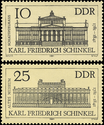 Briefmarken: DDR 1981, Mi. Nr. 2619-2620, 200. Geburtstag von Karl Friedrich Schinkel, Postfrisch