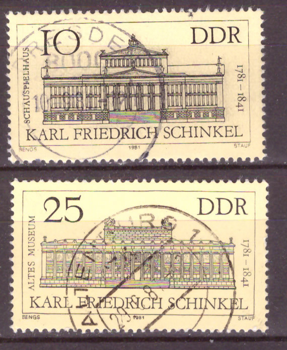 Briefmarken: DDR 1981, Mi. Nr. 2619-2620, 200. Geburtstag von Karl Friedrich Schinkel, Gestempelt