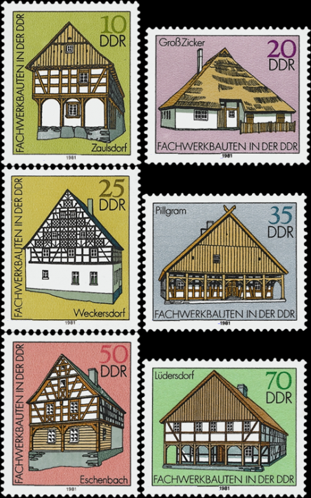 Briefmarken: DDR 1981, Mi. Nr. 2623-2628, Fachwerkbauten (II), Postfrisch