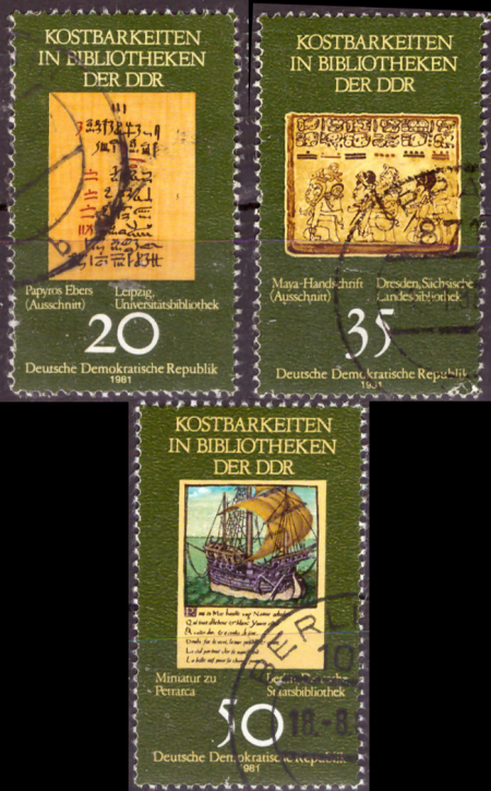 Briefmarken: DDR 1981, Mi.Nr. 2636-2638, Kostbarkeiten in Bibliotheken der DDR, Gestempelt