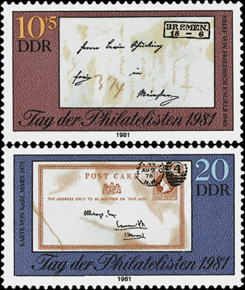 Briefmarken: DDR 1981, Mi. Nr. 2646-2647, Tag der Philatelisten. Postfrisch