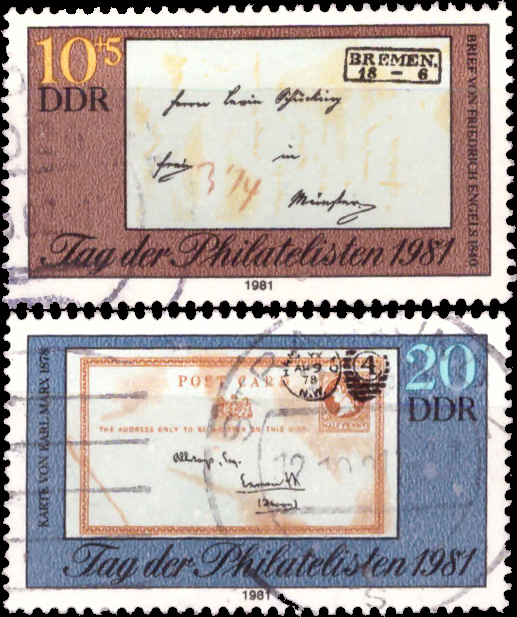 Briefmarken: DDR 1981, Mi. Nr. 2646-2647, Tag der Philatelisten. Gestempelt