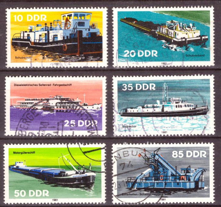 Briefmarken: DDR 1981, Mi. Nr. 2651-2656, Binnenschiffe, Gestempelt