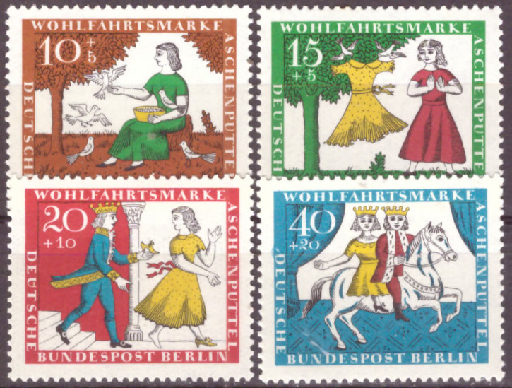 Briefmarken Berlin 1965, Mi.Nr. 266-269, Wohlfahrt: Märchen der Brüder Grimm (II): „Aschenputtel“. Postfrisch