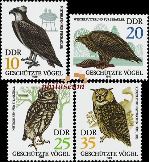 Briefmarken: DDR 1982, Mi. Nr. 2702-2705, Greifvögel, Postfrisch