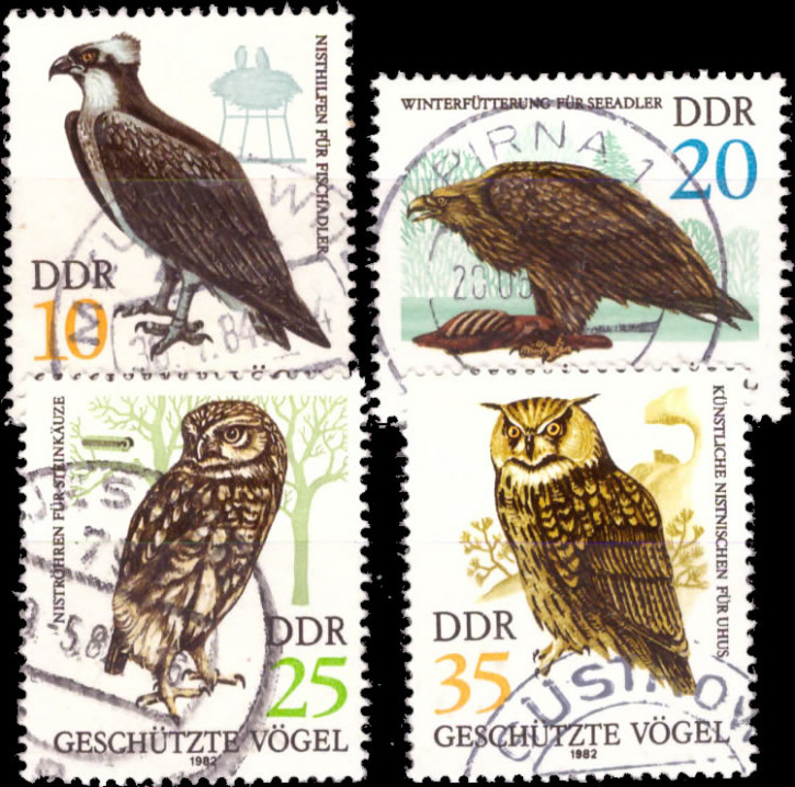 Briefmarken: DDR 1982, Mi. Nr. 2702-2705, Greifvögel, Gestempelt