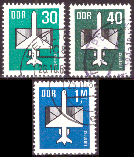 Briefmarken DDR 1982, Mi.Nr. 2751-2753, Flugpostmarken (I). Gestempelt