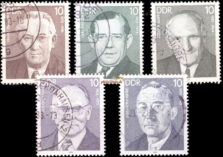 Briefmarken: DDR 1983 Mi.Nr. 2765-2769, Persönlichkeiten der Arbeiterbewegung (XI), Gestempelt
