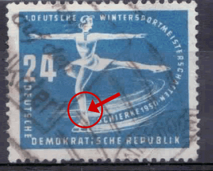 Briefmarken DDR 1950 Mi.Nr. 247 I, Plattenfehler I (Haken statt Strich unten am Bein), Gestempelt