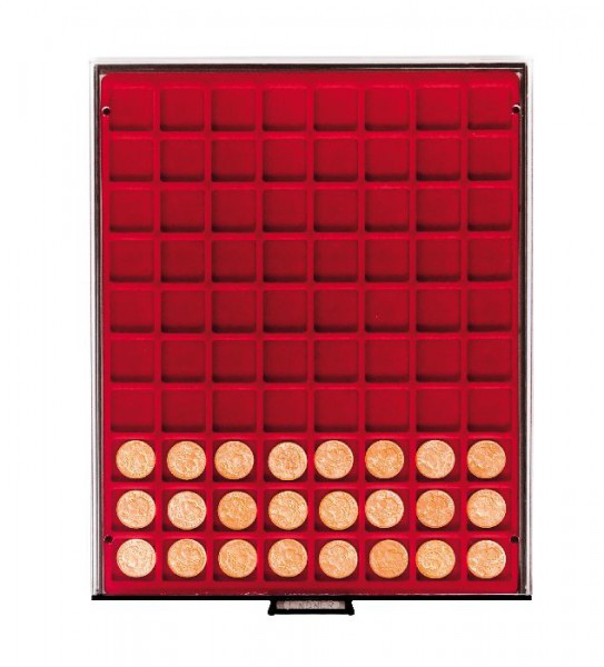 LINDNER Münzbox STANDARD mit 80 quadratischen Fächern für Münzen/Münzkapseln bis Ø24 mm