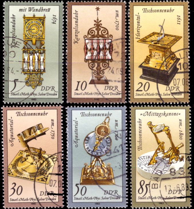 Briefmarken: DDR 1983 Mi.Nr. 2796-2801, Kostbare Sand- und Sonnenuhren, Gestempelt