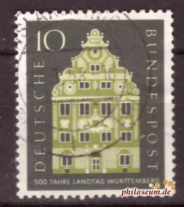 Briefmarken BRD (Bund) 1957, Mi.Nr. 279, 500 Jahre Landtag Württemberg. Gestempelt