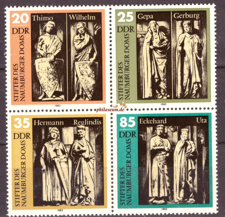 Briefmarken: DDR 1983 Mi.Nr. 2808-2811 Viererblock, Stifter des Naumburger Doms. Postfrisch