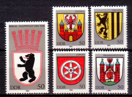 Briefmarken: DDR 1983 Mi.Nr. 2817-2821, Stadtwappen (I), Postfrisch