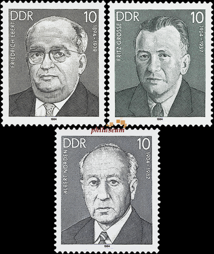 Briefmarken: DDR 1984 Mi.Nr. 2849-2851, Persönlichkeiten der deutschen Arbeiterbewegung (XII). Postfrisch