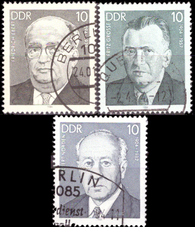 Briefmarken: DDR 1984 Mi.Nr. 2849-2851, Persönlichkeiten der deutschen Arbeiterbewegung (XII). Gestempelt