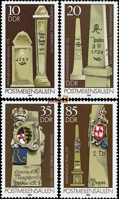 Briefmarken: DDR 1984 Mi.Nr. 2853-2856, Postmeilensäulen, Postfrisch