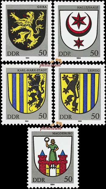 Briefmarken: DDR 1984 Mi.Nr. 2857-2861, Stadtwappen (II), Postfrisch