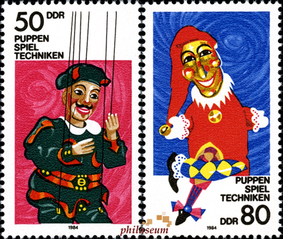 Briefmarken: DDR 1984 Mi.Nr. 2876-2877, Theaterpuppen, Postfrisch
