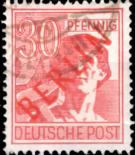 Briefmarken Berlin 1949 Mi.Nr. 28, Rotaufdruck - Gestempelt