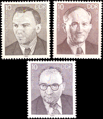 Briefmarken: DDR 1985 Mi.Nr. 2920-2922, Persönlichkeiten der deutschen Arbeiterbewegung (XIII). Postfrisch