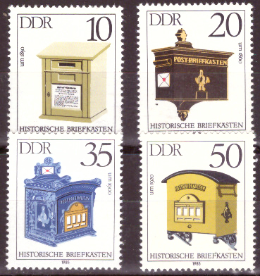 Briefmarken DDR 1985, Mi.Nr. 2924 - 2927, Historische Briefkästen. Postfrisch