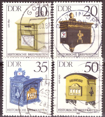 Briefmarken DDR 1985, Mi.Nr. 2924 - 2927, Historische Briefkästen. Gestempelt