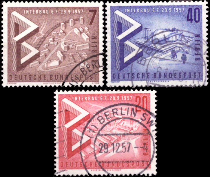 Briefmarken Berlin 1957 Mi.Nr. 160-162, „Interbau“. Gestempelt