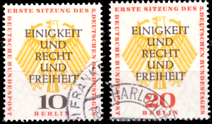 Briefmarken Berlin 1957 Mi.Nr. 174-175, Bundestag in Berlin. Gestempelt