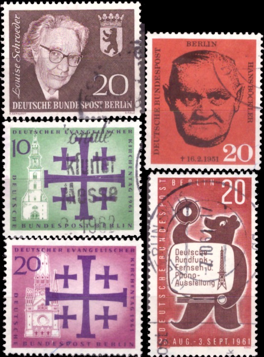 Briefmarken Berlin 1961 Mi.Nr. 197-198, 215-217, Gestempelt