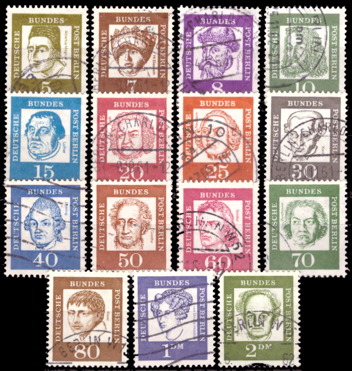 Briefmarken Berlin 1961 Mi.Nr. 199-213, Bedeutende Deutsche. Gestempelt