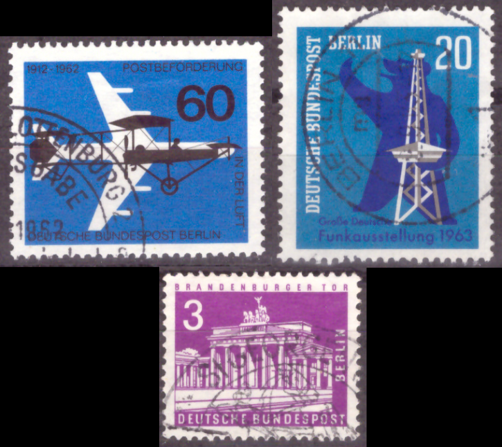 Briefmarken Berlin 1962-1963, Lot aus Mi.Nr. 230-232, Gestempelt