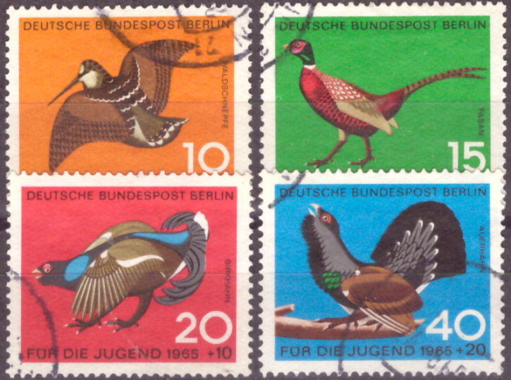 Briefmarken Berlin 1965, Mi.Nr. 250-253, Jugend: Jagdbares Federwild.. Gestempelt