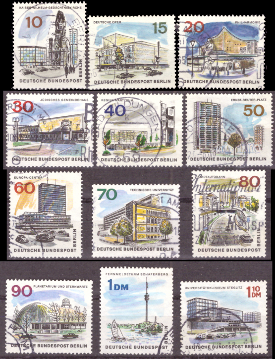 Briefmarken Berlin 1965, Mi.Nr. 254-265, Das neue Berlin. Gestempelt