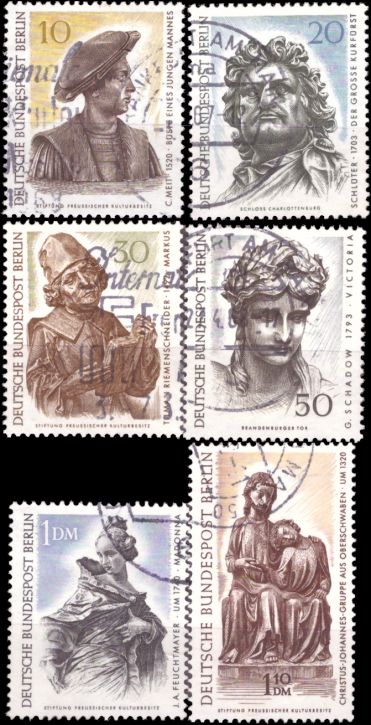 Briefmarken Berlin 1967, Mi.Nr. 303-308, Berliner Kunstschätze. Gestempelt