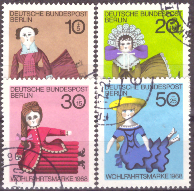 Briefmarken Berlin 1968, Mi.Nr. 322-325, Wohlfahrt: Alte Puppen. Gestempelt