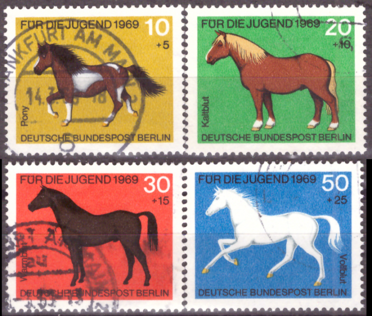 Briefmarken Berlin 1969, Mi.Nr. 326-329, Jugend: Pferde. Gestempelt
