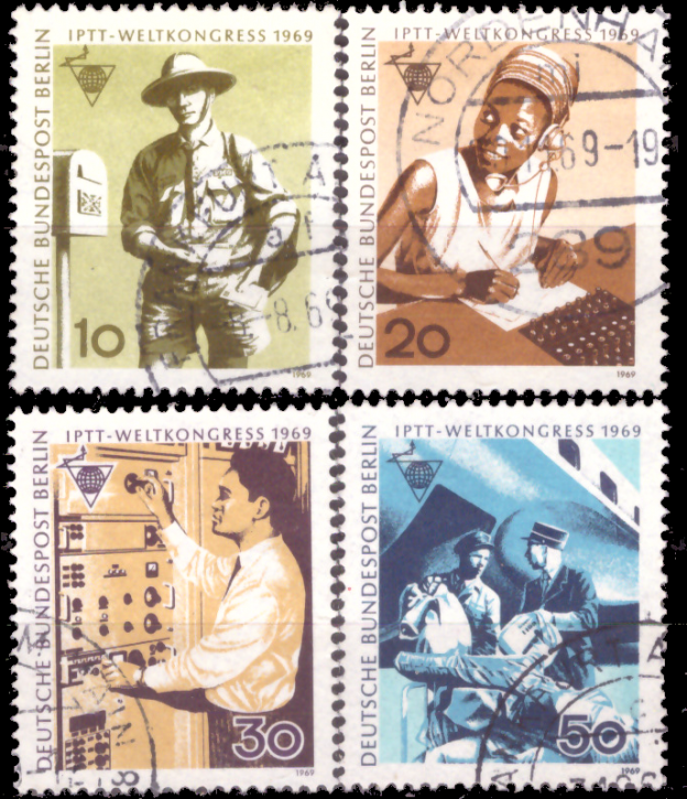 Briefmarken Berlin 1969, Mi.Nr. 342-345, Weltkongress des Personals der Post-, Telegrafen- und Telefonbetriebe (IPTT). Gestempelt