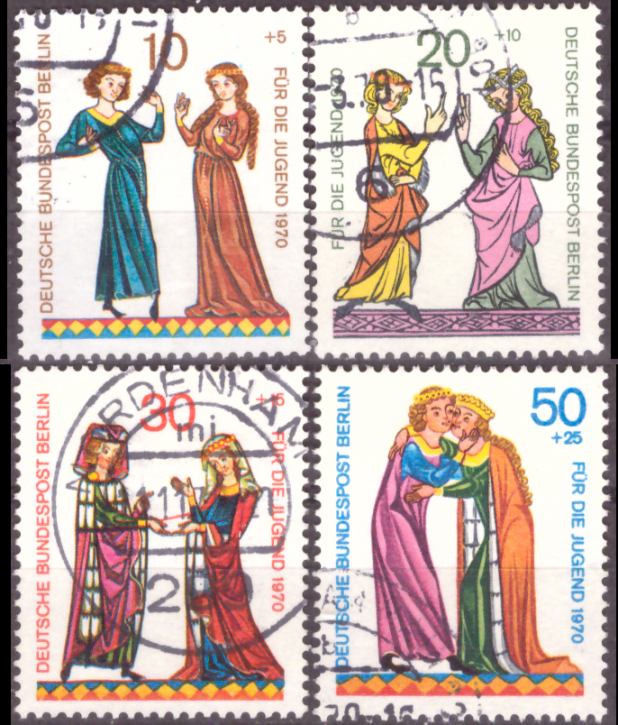 Briefmarken Berlin 1970, Mi.Nr. 354-357, Jugend: Minnesänger. Gestempelt