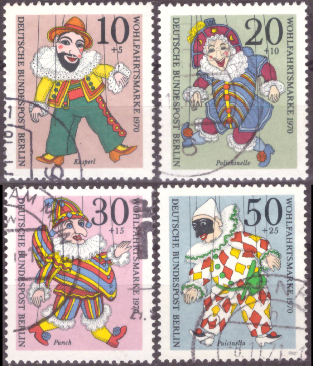 Briefmarken Berlin 1970, Mi.Nr. 373-376, Wohlfahrt: Marionetten. Gestempelt