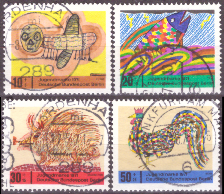 Briefmarken Berlin 1971, Mi.Nr. 386-389,  Jugend: Kinderzeichnungen. Gestempelt