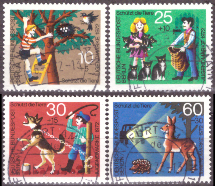 Briefmarken Berlin 1972, Mi.Nr. 418-421, Jugend: Tierschutz. Gestempelt