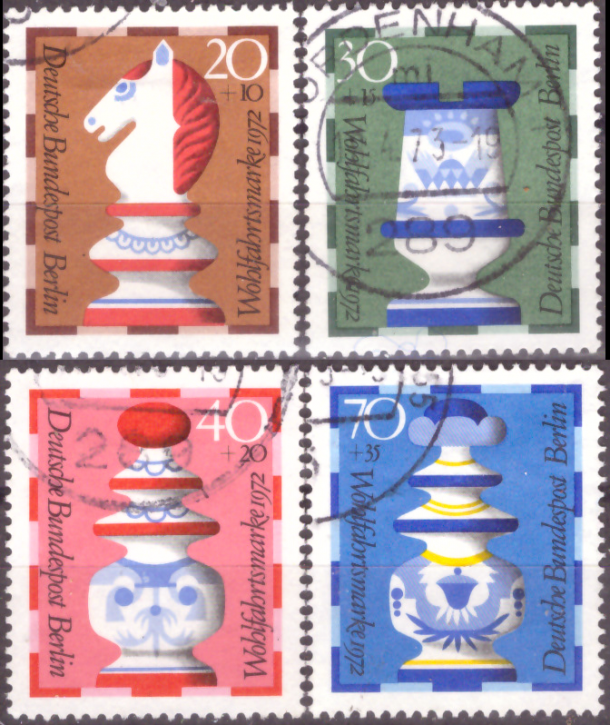 Briefmarken Berlin 1972, Mi.Nr. 435-438, Wohlfahrt: Schachfiguren. Gestempelt