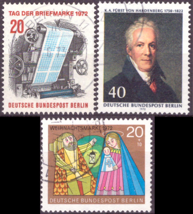 Briefmarken Berlin 1972, Lot aus Mi.Nr. 439-441, Gestempelt
