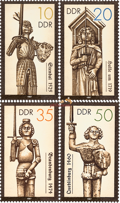 Briefmarken DDR 1987, Mi.Nr. 3063 - 3066, Rolandsäulen (I). Postfrisch