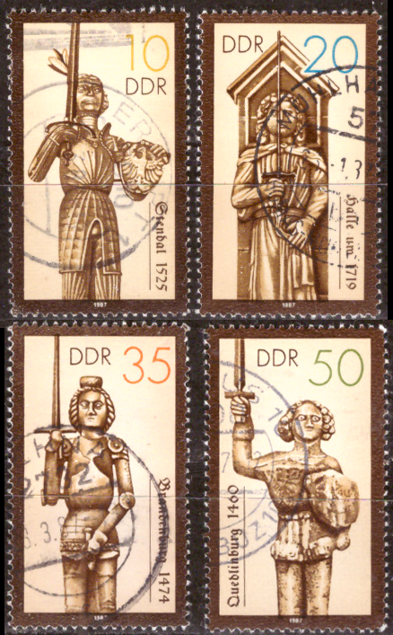 Briefmarken DDR 1987, Mi.Nr. 3063 - 3066, Rolandsäulen (I). Gestempelt