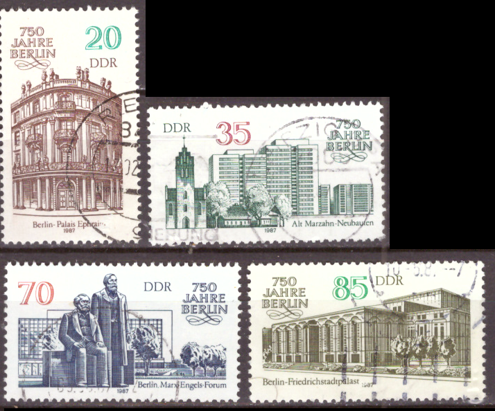 Briefmarken DDR 1987, Mi.Nr. 3071-3074, 750 Jahre Berlin (II). Gestempelt