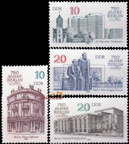 Briefmarken DDR 1987, Mi.Nr. 3075-3078 (geänderte Wertstufe), 750 Jahre Berlin (II). Postfrisch