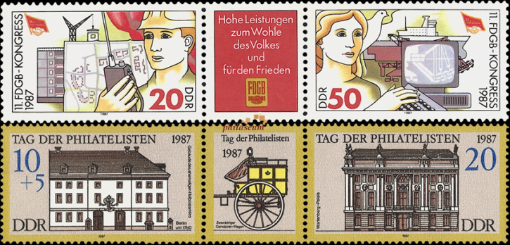 Briefmarken DDR 1987, Mi.Nr. 3086-3087 (WZd 708) + 3118-3119 (WZd 722), Postfrisch