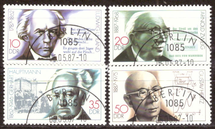 Briefmarken DDR 1987, Mi.Nr. 3091-3094, Bedeutende Persönlichkeiten (X). Gestempelt